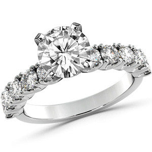 Round Brilliant Moissanite 4-Prong Set Semi-Eternity Ring, 1ct