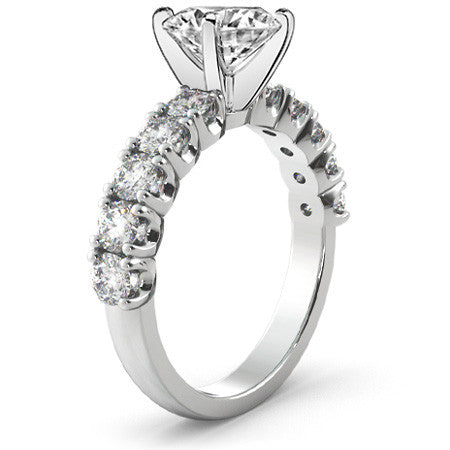 Round Brilliant Moissanite 4-Prong Set Semi-Eternity Ring, 1ct