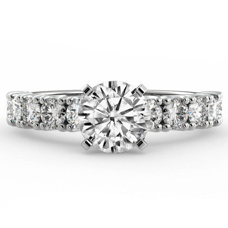 Round Brilliant Moissanite 4-Prong Set Semi-Eternity Ring, 1ct