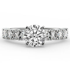 Round Brilliant Moissanite 4-Prong Set Semi-Eternity Ring, 1ct