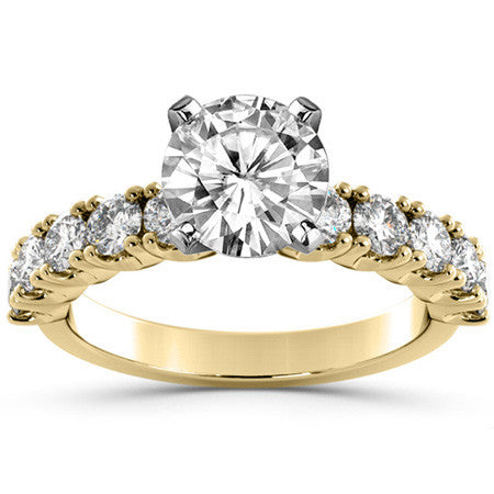 Round Brilliant Moissanite 4-Prong Set Semi-Eternity Ring, 1ct