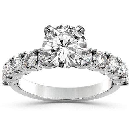 Round Brilliant Moissanite 4-Prong Set Semi-Eternity Ring, 1ct