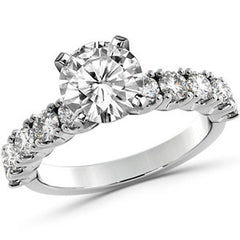 Round Brilliant Moissanite 4-Prong Set Semi-Eternity Ring, 1ct
