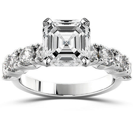 Round Brilliant Moissanite 4-Prong Set Semi-Eternity Ring, 1.2ct