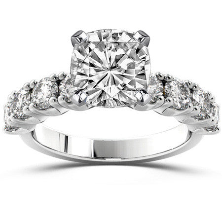 Round Brilliant Moissanite 4-Prong Set Semi-Eternity Ring, 1.2ct