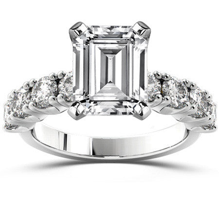 Round Brilliant Moissanite 4-Prong Set Semi-Eternity Ring, 1.2ct