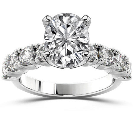 Round Brilliant Moissanite 4-Prong Set Semi-Eternity Ring, 1.2ct
