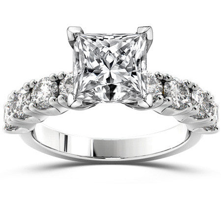Round Brilliant Moissanite 4-Prong Set Semi-Eternity Ring, 1.2ct