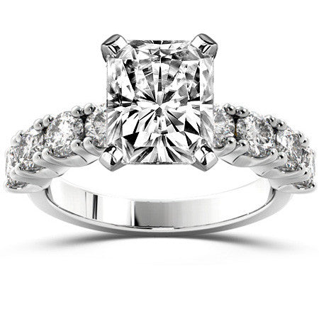 Round Brilliant Moissanite 4-Prong Set Semi-Eternity Ring, 1.2ct