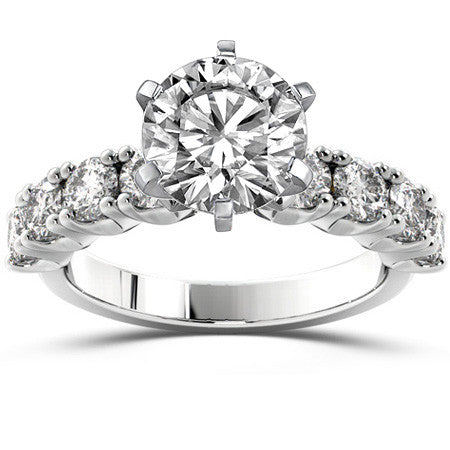 Round Brilliant Moissanite 4-Prong Set Semi-Eternity Ring, 1.2ct