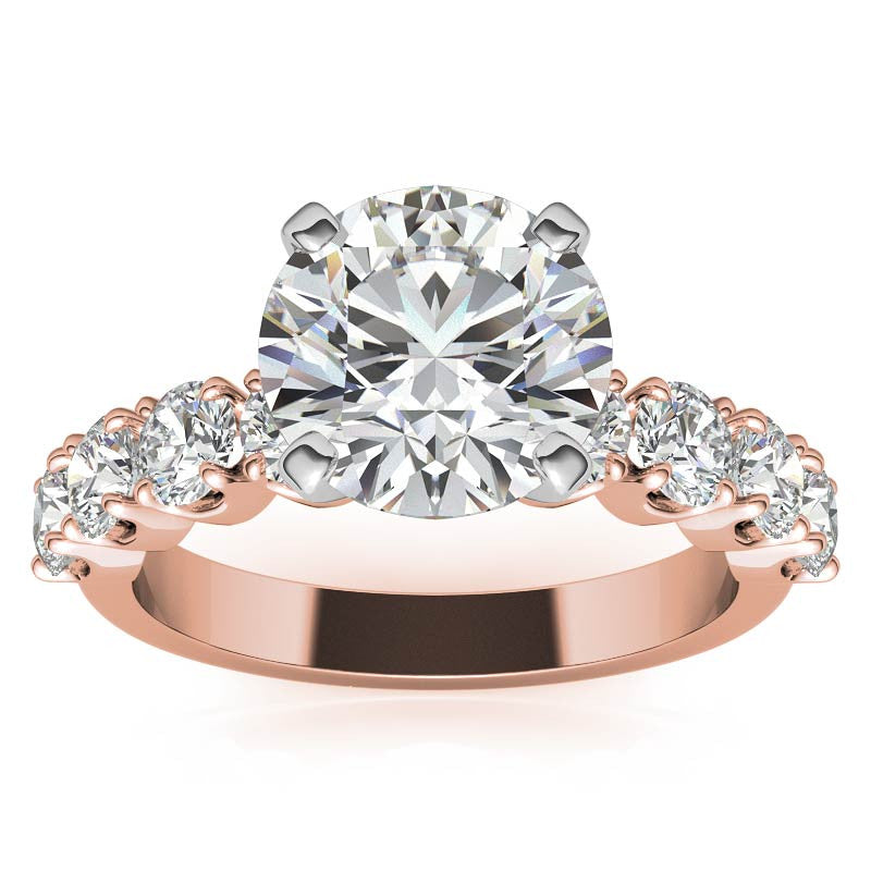 Round Brilliant Moissanite 4-Prong Set Semi-Eternity Ring, 1.2ct