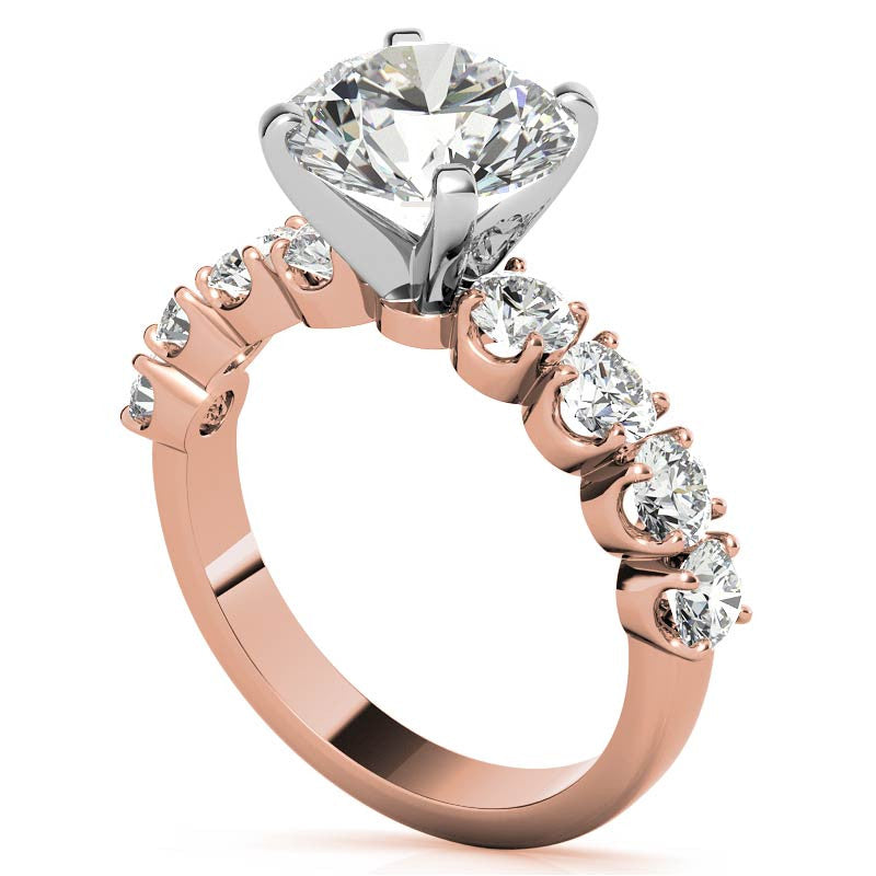Round Brilliant Moissanite 4-Prong Set Semi-Eternity Ring, 1.2ct