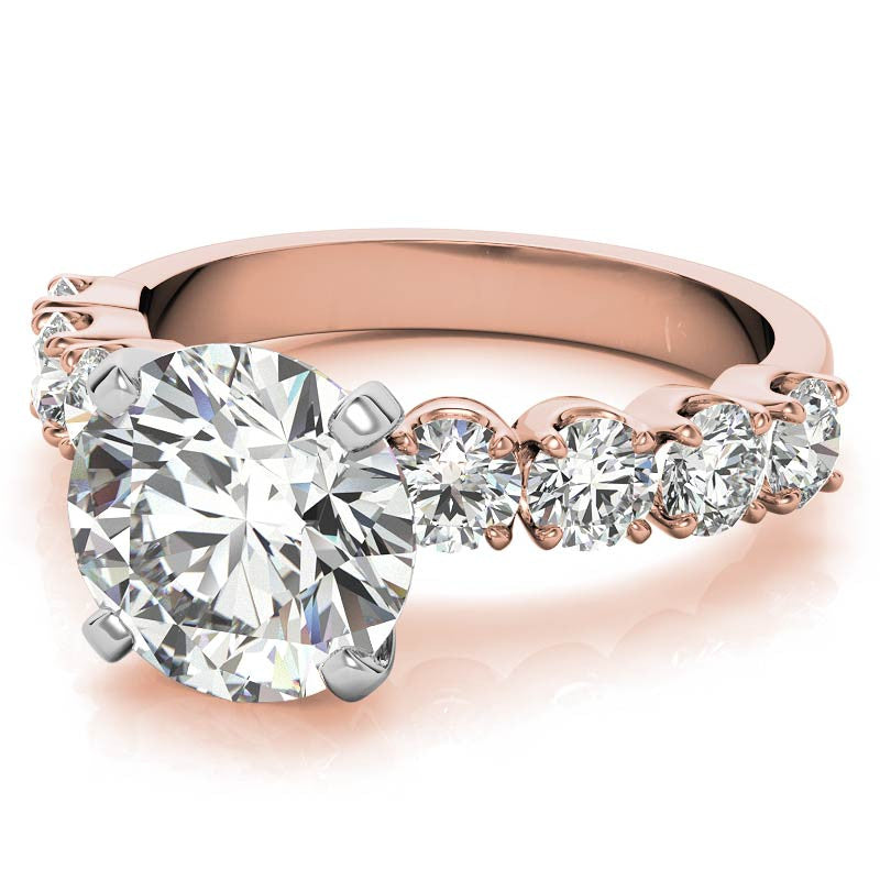 Round Brilliant Moissanite 4-Prong Set Semi-Eternity Ring, 1.2ct