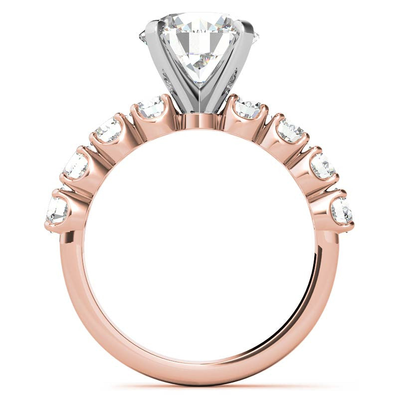 Round Brilliant Moissanite 4-Prong Set Semi-Eternity Ring, 1.2ct