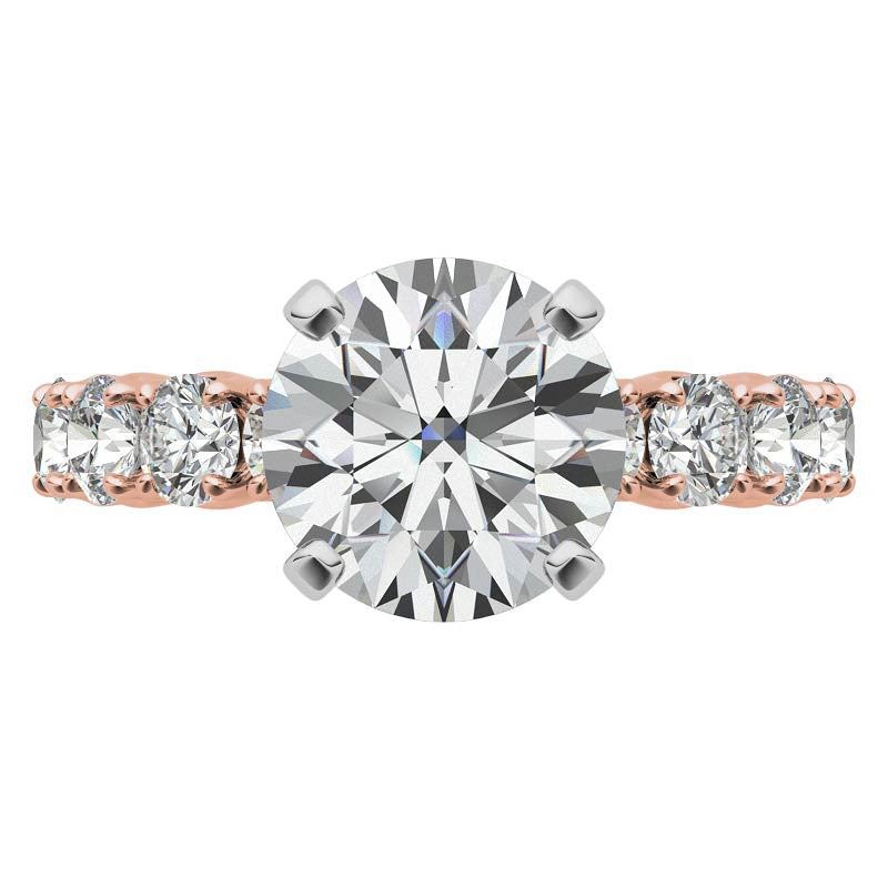Round Brilliant Moissanite 4-Prong Set Semi-Eternity Ring, 1.2ct