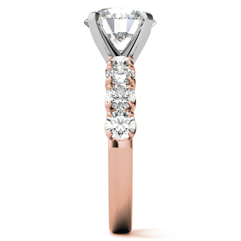 Round Brilliant Moissanite 4-Prong Set Semi-Eternity Ring, 1.2ct