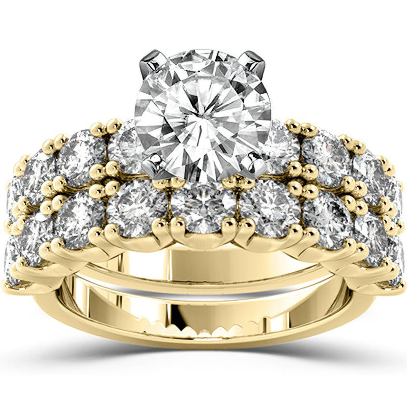 Round Brilliant Moissanite 4-Prong Set Semi-Eternity Ring, 1.2ct