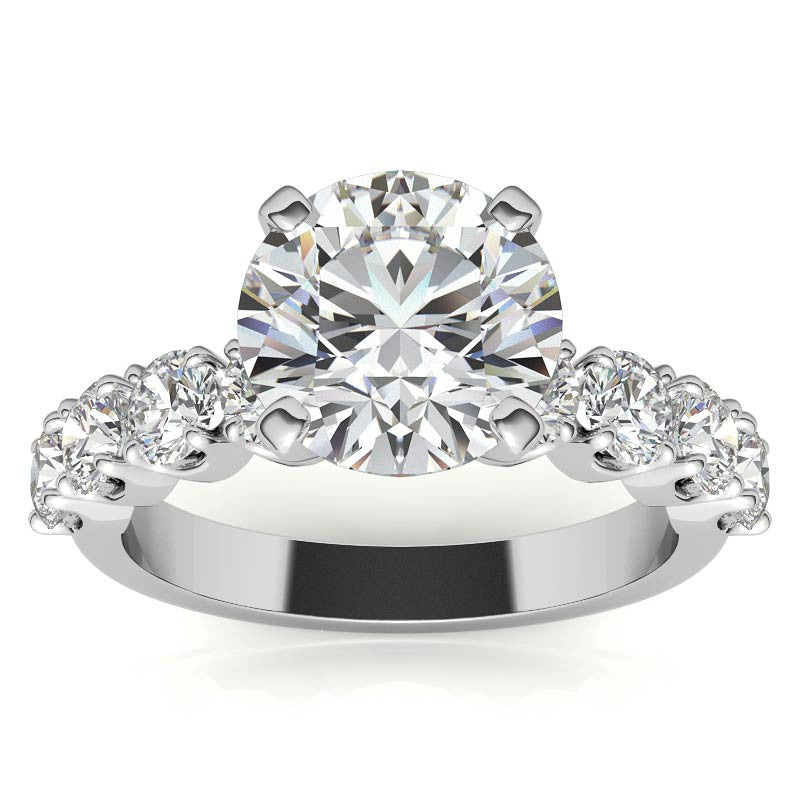 Round Brilliant Moissanite 4-Prong Set Semi-Eternity Ring, 1.2ct