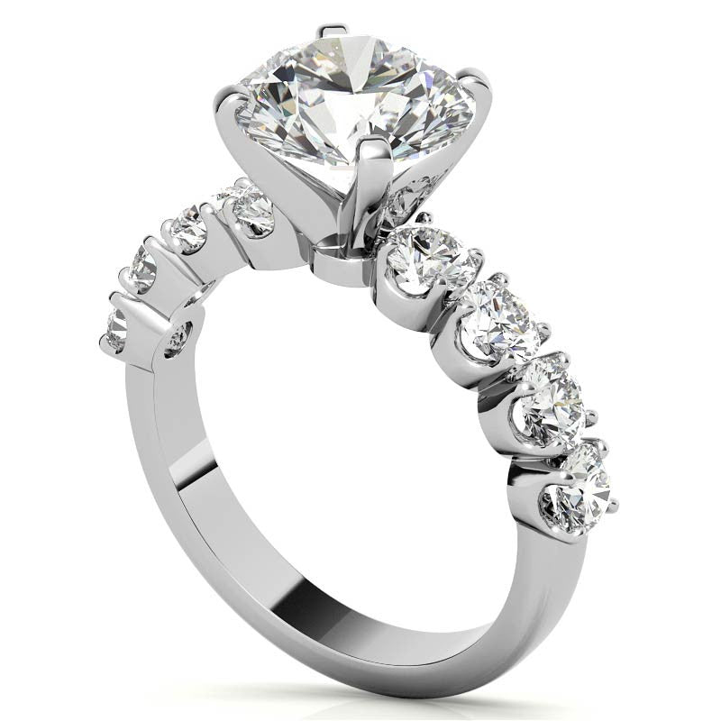Round Brilliant Moissanite 4-Prong Set Semi-Eternity Ring, 1.2ct