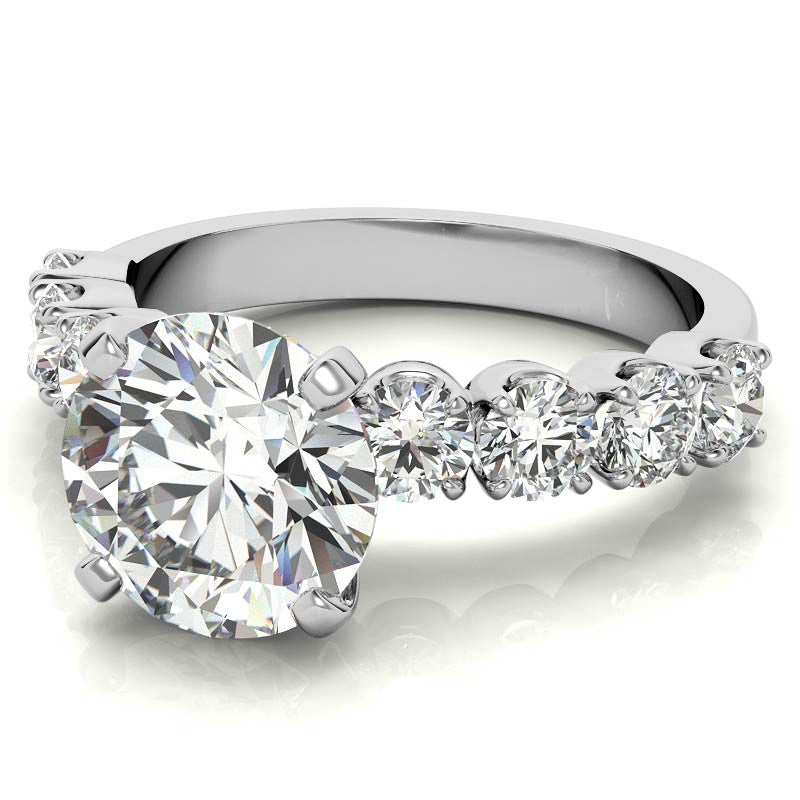 Round Brilliant Moissanite 4-Prong Set Semi-Eternity Ring, 1.2ct