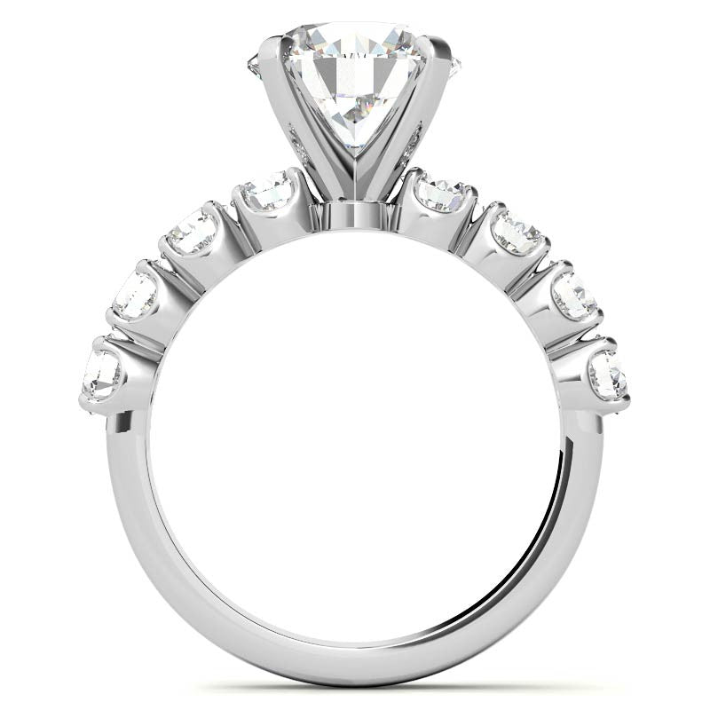 Round Brilliant Moissanite 4-Prong Set Semi-Eternity Ring, 1.2ct
