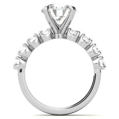Round Brilliant Moissanite 4-Prong Set Semi-Eternity Ring, 1.2ct
