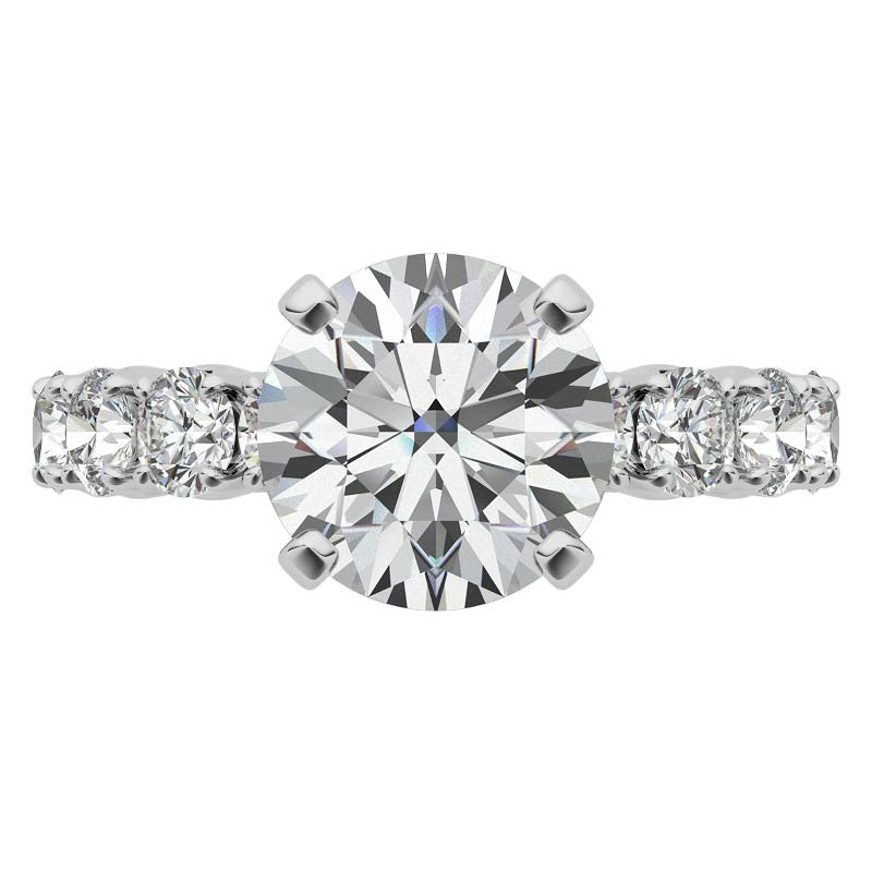 Round Brilliant Moissanite 4-Prong Set Semi-Eternity Ring, 1.2ct