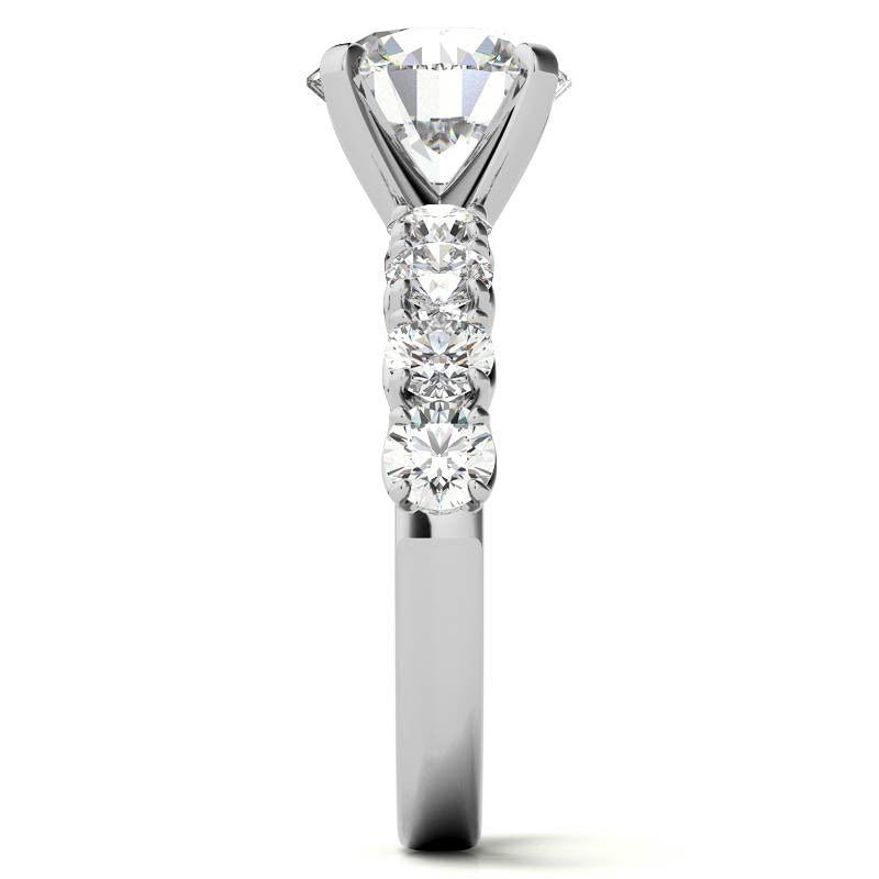 Round Brilliant Moissanite 4-Prong Set Semi-Eternity Ring, 1.2ct