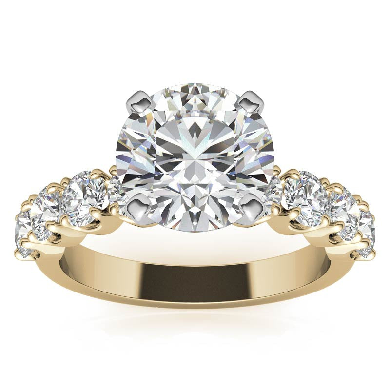 Round Brilliant Moissanite 4-Prong Set Semi-Eternity Ring, 1.2ct