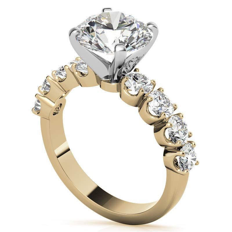 Round Brilliant Moissanite 4-Prong Set Semi-Eternity Ring, 1.2ct