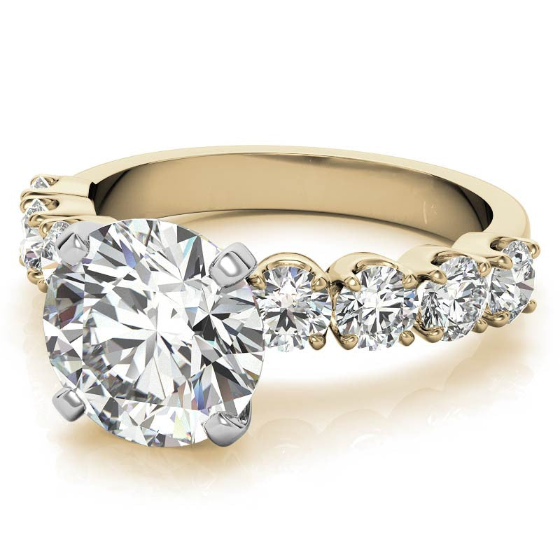 Round Brilliant Moissanite 4-Prong Set Semi-Eternity Ring, 1.2ct