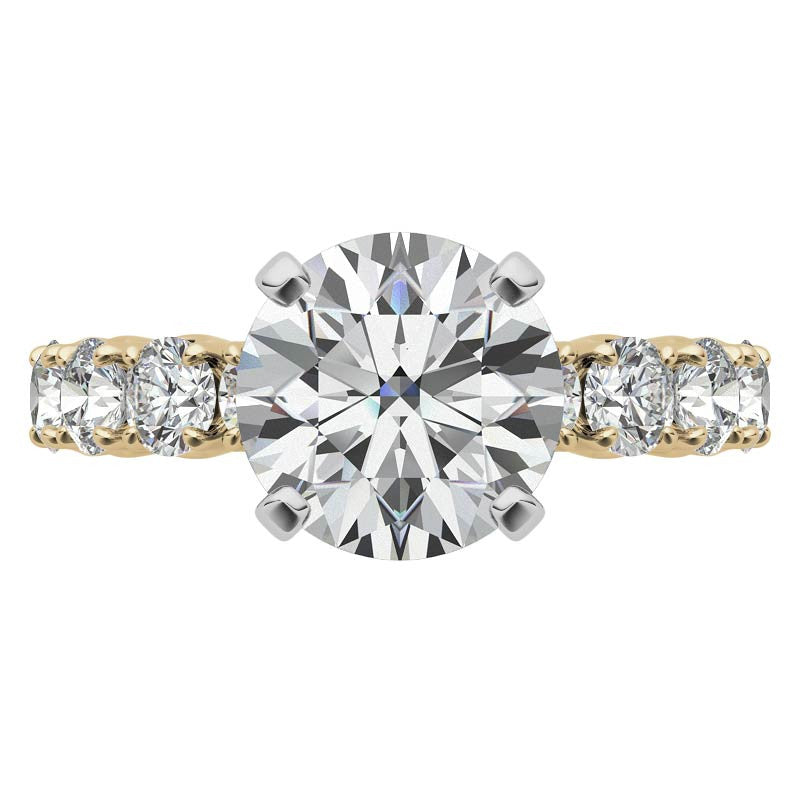 Round Brilliant Moissanite 4-Prong Set Semi-Eternity Ring, 1.2ct