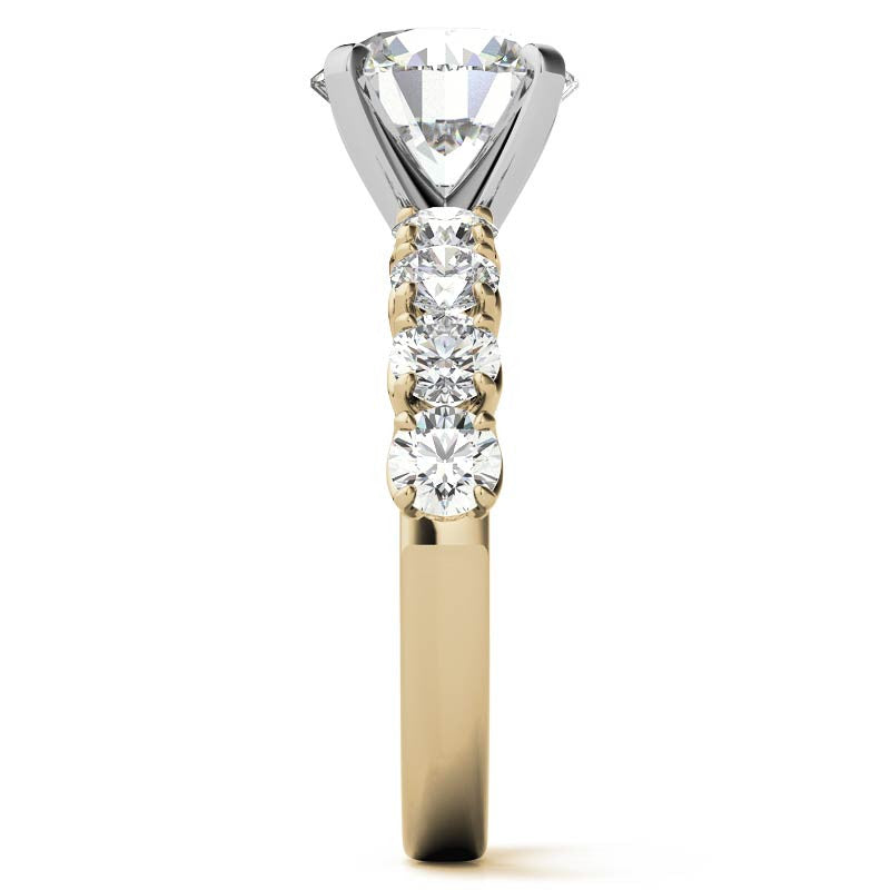 Round Brilliant Moissanite 4-Prong Set Semi-Eternity Ring, 1.2ct