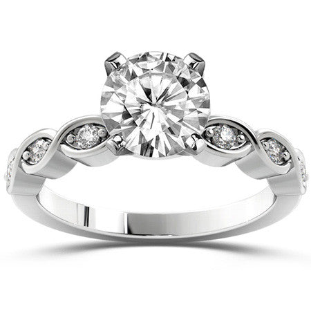 Round Brilliant Moissanite Infinity Style Semi-Eternity Ring (0.12ct)