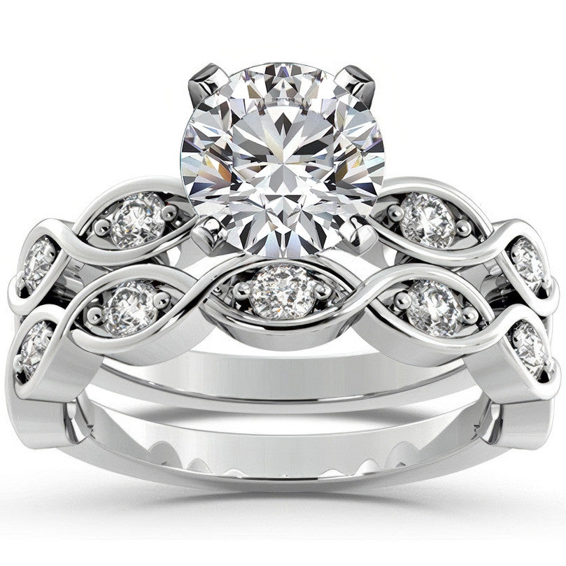 Round Brilliant Moissanite Infinity Style Semi-Eternity Ring (0.36ct)