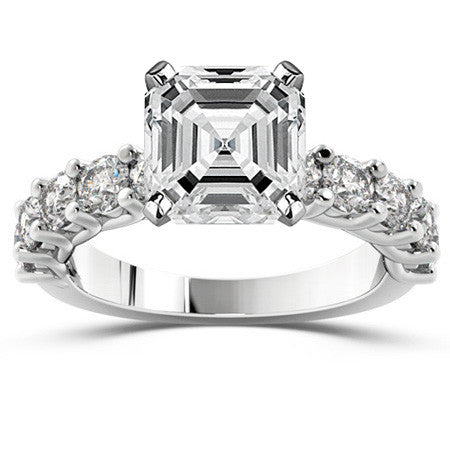 Round Brilliant Moissanite Shared Prong Trellis Semi-Eternity Ring, 1ct