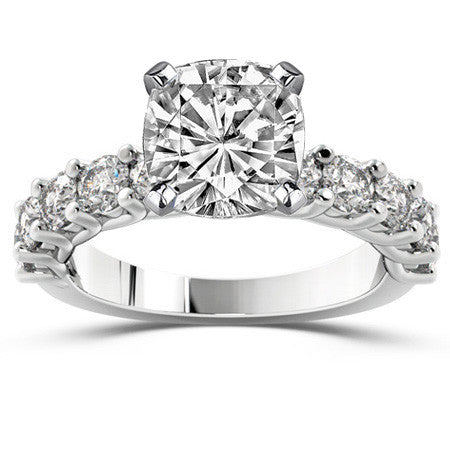 Round Brilliant Moissanite Shared Prong Trellis Semi-Eternity Ring, 1ct