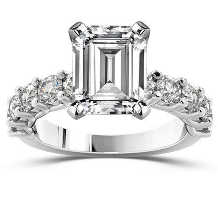 Round Brilliant Moissanite Shared Prong Trellis Semi-Eternity Ring, 1ct