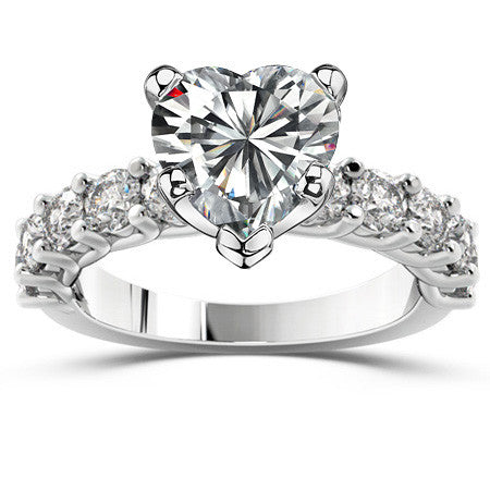 Round Brilliant Moissanite Shared Prong Trellis Semi-Eternity Ring, 1ct