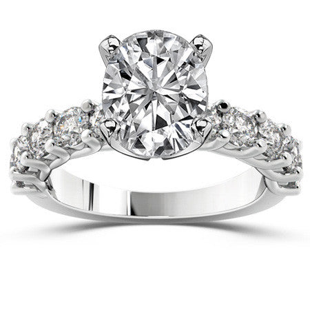 Round Brilliant Moissanite Shared Prong Trellis Semi-Eternity Ring, 1ct