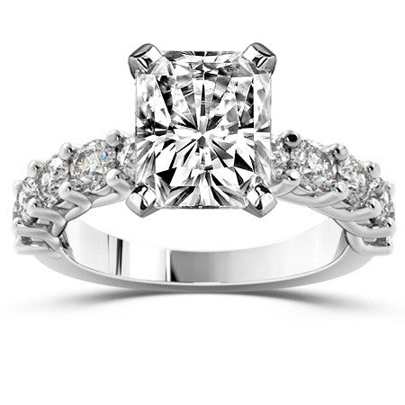 Round Brilliant Moissanite Shared Prong Trellis Semi-Eternity Ring, 1ct
