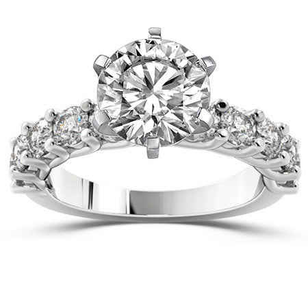 Round Brilliant Moissanite Shared Prong Trellis Semi-Eternity Ring, 1ct