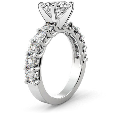 Round Brilliant Moissanite Shared Prong Trellis Semi-Eternity Ring, 1ct