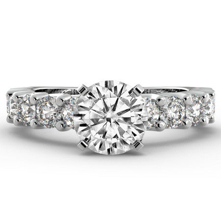 Round Brilliant Moissanite Shared Prong Trellis Semi-Eternity Ring, 1ct