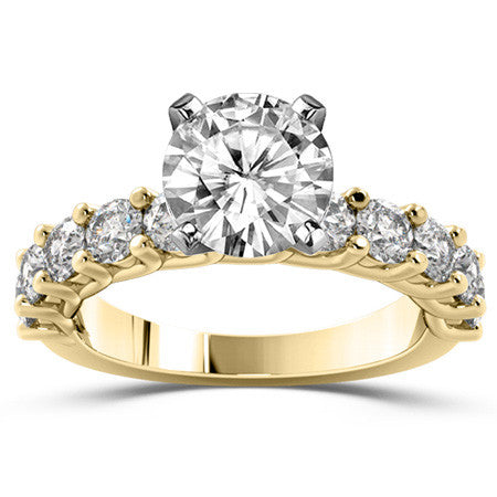 Round Brilliant Moissanite Shared Prong Trellis Semi-Eternity Ring, 1ct