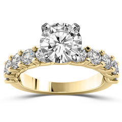 Round Brilliant Moissanite Shared Prong Trellis Semi-Eternity Ring, 1ct