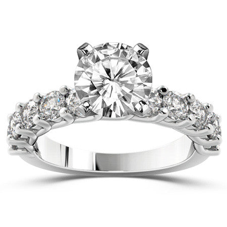 Round Brilliant Moissanite Shared Prong Trellis Semi-Eternity Ring, 1ct