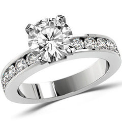 Round Brilliant Moissanite Channel Set Semi-Eternity Ring (0.72ct)
