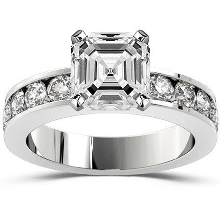 Round Brilliant Moissanite Channel Set Semi-Eternity Ring, 1ct