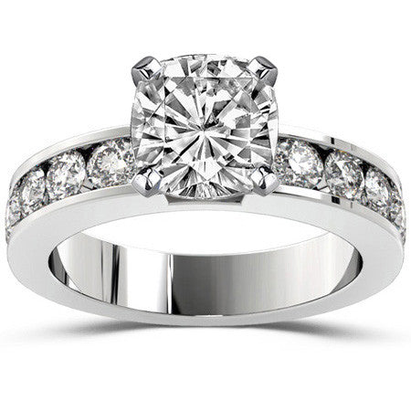 Round Brilliant Moissanite Channel Set Semi-Eternity Ring, 1ct